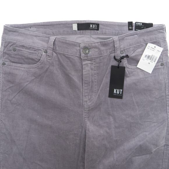 Kut From The Kloth Seal Grey Karen Corduroy Baby Bootcut Pants Size 14 - Picture 5 of 12